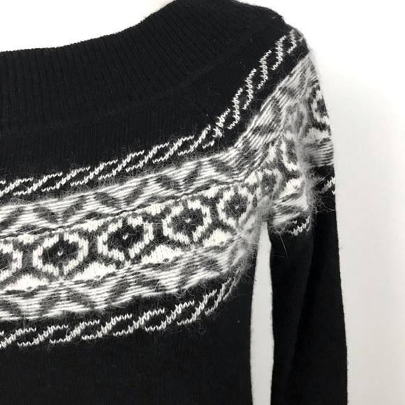 White House Black Market Black & White Fair Isle Sweater: Cashmere, Lambs Wool.. - Picture 12 of 15